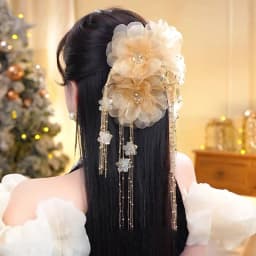 Elegant Lotus Flower Hair Clip Sequins Tassels Hair Claw For Women Girls Sweet Fashion Shark Clip Hair Accessories Gifts