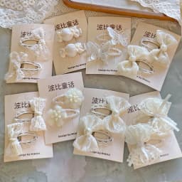 Minimalist Beige Hair Barrettes Korean BB Clip with Lace Pearl Accents Elegant Aesthetic Hair Clips for Women Girls