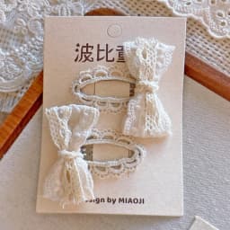 Minimalist Beige Hair Barrettes Korean BB Clip with Lace Pearl Accents Elegant Aesthetic Hair Clips for Women Girls