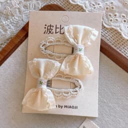 Minimalist Beige Hair Barrettes Korean BB Clip with Lace Pearl Accents Elegant Aesthetic Hair Clips for Women Girls