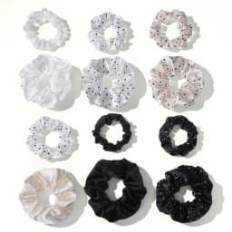 1/2/12Pcs Elegant Hair Scrunchies Women Satin Luxury Ties Dot Elastic Headwwear Ponytail Accessories Casual Cute Beige