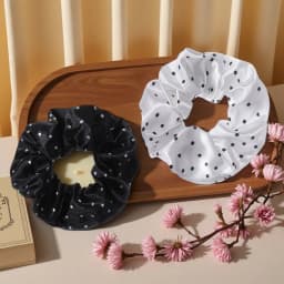 1/2/12Pcs Elegant Hair Scrunchies Women Satin Luxury Ties Dot Elastic Headwwear Ponytail Accessories Casual Cute Beige