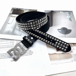 Y2K Luxury Hot Girl Women's Rhinestone Belt Unique punk Fashion Rivet Leather Belt Versatile Embedded Decorative Belt