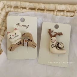 1pc Japanese Ins Cute Rabbit Snail Filled Cotton Hairpin Sweet and High Grade Hairpin with Shattered Hair Side Clip
