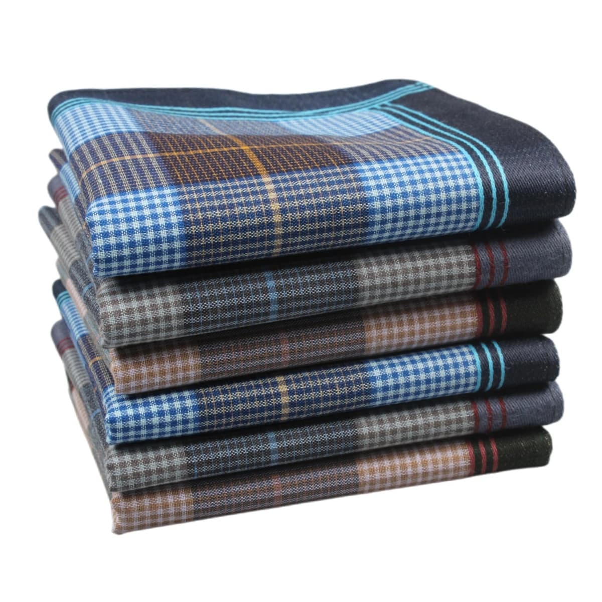 15.7in Men's Striped Cloth Handkerchief, Suit Small Square Grid Cloth, Home Decoration, Outdoor Decoration, 6PCS, Thin Style