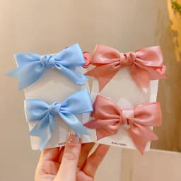 4 Pairs of Satin Bow Hair Clips for Girls, with Fresh and Sweet Side Clips, Versatile Bangs, and Multi Colored Hair Accessories