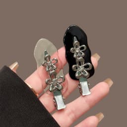 1/2pcs Korean Style Sweet Cool Metal Flower Scar Free Hair Clip Niche Exquisite Daily Outfit Party And Travel Fashion Headwear