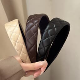 1pc Quilted Faux Leather Headbands Timeless Design Sleek Neutral Tones Perfect Daily Hairstyling Versatile Outfits Chic Luxe