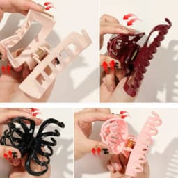 4PCS Multi Style Pink Soft Silicone Hair Claw Clip,Super-safe Head Protection,Flexible Banana Clip for Women Hair Accessories