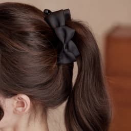 1Pc Korean Satin Bows Hair Clips For Women Plastic Banana Clips Black Brown Ponytail Holder Non-slip Solid Barrettes Accessories