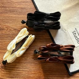 1Pc Korean Satin Bows Hair Clips For Women Plastic Banana Clips Black Brown Ponytail Holder Non-slip Solid Barrettes Accessories