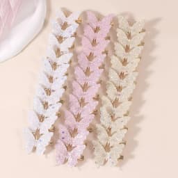 10Pcs Set Pink Sparkling Butterfly Hair Clip Children's Sparkling Hair Clip Girl Cute Styling Headwear Set Butterfly Hair Clip