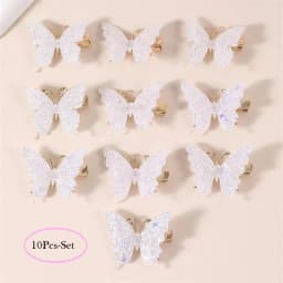 10Pcs Set Pink Sparkling Butterfly Hair Clip Children's Sparkling Hair Clip Girl Cute Styling Headwear Set Butterfly Hair Clip
