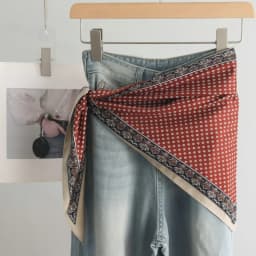 Fashion Satin Women's Scarf Clothing Accessories Decor Tie-Dye Jeans Belt Retro Multifunctional Head Scarf Spring and Summer