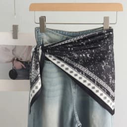 Fashion Satin Women's Scarf Clothing Accessories Decor Tie-Dye Jeans Belt Retro Multifunctional Head Scarf Spring and Summer