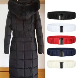Retro Fashion 5cm Wide Down Coat Waist Belt Pleated Elastic Stretch Waistband Buckle Casual Solid Color Down Jacket Waistband
