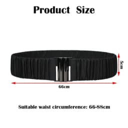 Retro Fashion 5cm Wide Down Coat Waist Belt Pleated Elastic Stretch Waistband Buckle Casual Solid Color Down Jacket Waistband