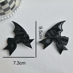 Japanese New Trend Alloy PU Leather Devil Bat Wings Bow Hair Clip 2PCS Women's Cool Duckbill Clip Student Funny Hair Accessories