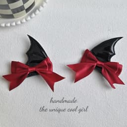 Japanese New Trend Alloy PU Leather Devil Bat Wings Bow Hair Clip 2PCS Women's Cool Duckbill Clip Student Funny Hair Accessories
