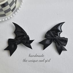 Japanese New Trend Alloy PU Leather Devil Bat Wings Bow Hair Clip 2PCS Women's Cool Duckbill Clip Student Funny Hair Accessories