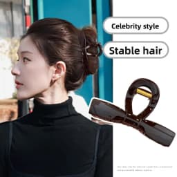 1 Piece of Retro Coffee Colored Bow Clip, Large Hair Clip, Shiny Plastic Disc Hair Clip, Simple and Elegant Women's Headwear
