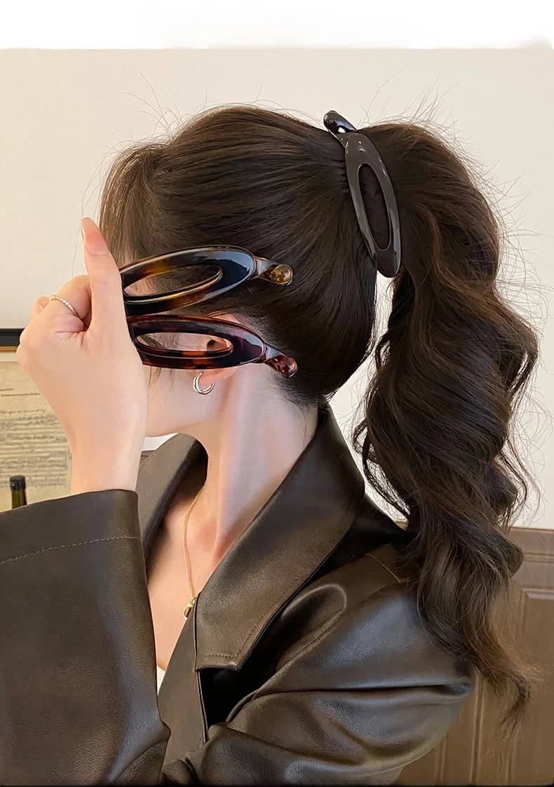 New high-end feel high ponytail simple banana clip acrylic hair clip for women, back-of-the-head vertical clip