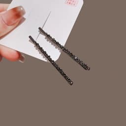 2pcs Black Sparkling Diamond Straight Hair Clip Retro Light Luxury Texture Women's Daily Fragmented Sorting Fashion Decoration