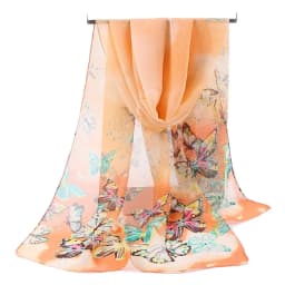 Fashion 160*50cm Chiffon Scarf Sunscreen Butterfly Print Long Wrap Shawl Gradient Washable Shawl Silk for Women