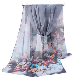 Fashion 160*50cm Chiffon Scarf Sunscreen Butterfly Print Long Wrap Shawl Gradient Washable Shawl Silk for Women