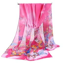 Fashion 160*50cm Chiffon Scarf Sunscreen Butterfly Print Long Wrap Shawl Gradient Washable Shawl Silk for Women