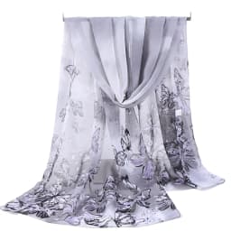 Fashion 160*50cm Chiffon Scarf Sunscreen Butterfly Print Long Wrap Shawl Gradient Washable Shawl Silk for Women