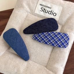 New Style Lightening Blue Denim Checkered BB Clip Fabric Hair Clip Fashionable Bang Clip Side Clip Loose Hair Accessory