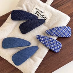 New Style Lightening Blue Denim Checkered BB Clip Fabric Hair Clip Fashionable Bang Clip Side Clip Loose Hair Accessory