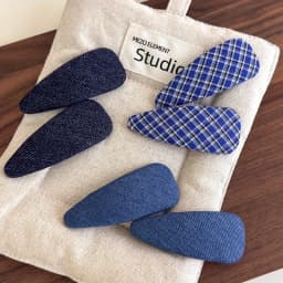 New Style Lightening Blue Denim Checkered BB Clip Fabric Hair Clip Fashionable Bang Clip Side Clip Loose Hair Accessory