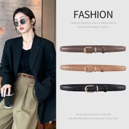 Ladies' Alloy Belt Buckle Two-Layer Cowhide Belt for Versatile, High-End, and Simple Business Casual Wear with Jeans