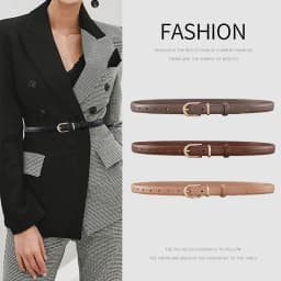Ladies' Alloy Belt Buckle Two-Layer Cowhide Belt for Versatile, High-End, and Simple Business Casual Wear with Jeans