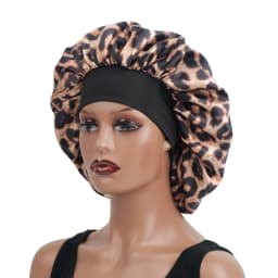 1PC Unisex Leopard Print Single-Layer Sleep Cap Soft Comfortable Hair Protection Hat for All Hair Types