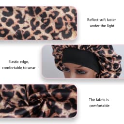 1PC Unisex Leopard Print Single-Layer Sleep Cap Soft Comfortable Hair Protection Hat for All Hair Types