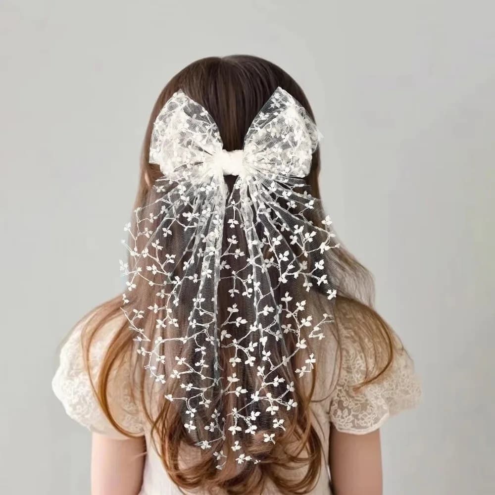 Lovely Lace Bow Hair Clip Flower Princess Style Swallowtail Bow Hairpin Girl Hairpin Wedding Season