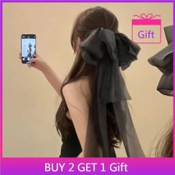 Ethereal Large Bow Hair Clip with Long Ribbon Tails Spring Clip for Back of Head Elegant Women's Hair Accessory Fairy Core