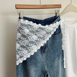 Korean Style Lace Embroidery Belt with Detachable Scarf Layering Accessory for Tulle Skirts Elegant Waist Chain with Floral