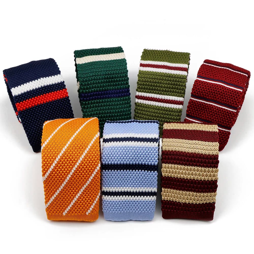 New 5.5cm Knitted Tie for Men and Women in Red Green Grey Striped Colorful Pattern Slim Fit Narrow Winter Tie Accessories Gift