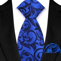 Fashion Royal Blue Men Tie Luxury Plaid Stripes Paisley High Quality Pocket Square Necktie Sets Groom Wedding Busienss Gifts