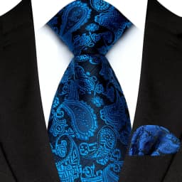 Fashion Royal Blue Men Tie Luxury Plaid Stripes Paisley High Quality Pocket Square Necktie Sets Groom Wedding Busienss Gifts