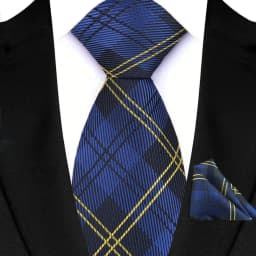 Fashion Royal Blue Men Tie Luxury Plaid Stripes Paisley High Quality Pocket Square Necktie Sets Groom Wedding Busienss Gifts