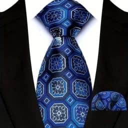 Fashion Royal Blue Men Tie Luxury Plaid Stripes Paisley High Quality Pocket Square Necktie Sets Groom Wedding Busienss Gifts