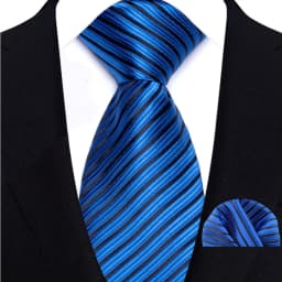 Fashion Royal Blue Men Tie Luxury Plaid Stripes Paisley High Quality Pocket Square Necktie Sets Groom Wedding Busienss Gifts