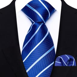 Fashion Royal Blue Men Tie Luxury Plaid Stripes Paisley High Quality Pocket Square Necktie Sets Groom Wedding Busienss Gifts
