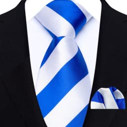 Fashion Royal Blue Men Tie Luxury Plaid Stripes Paisley High Quality Pocket Square Necktie Sets Groom Wedding Busienss Gifts