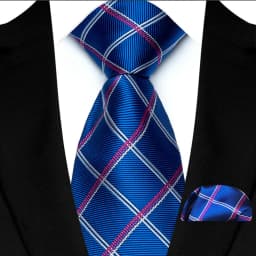 Fashion Royal Blue Men Tie Luxury Plaid Stripes Paisley High Quality Pocket Square Necktie Sets Groom Wedding Busienss Gifts